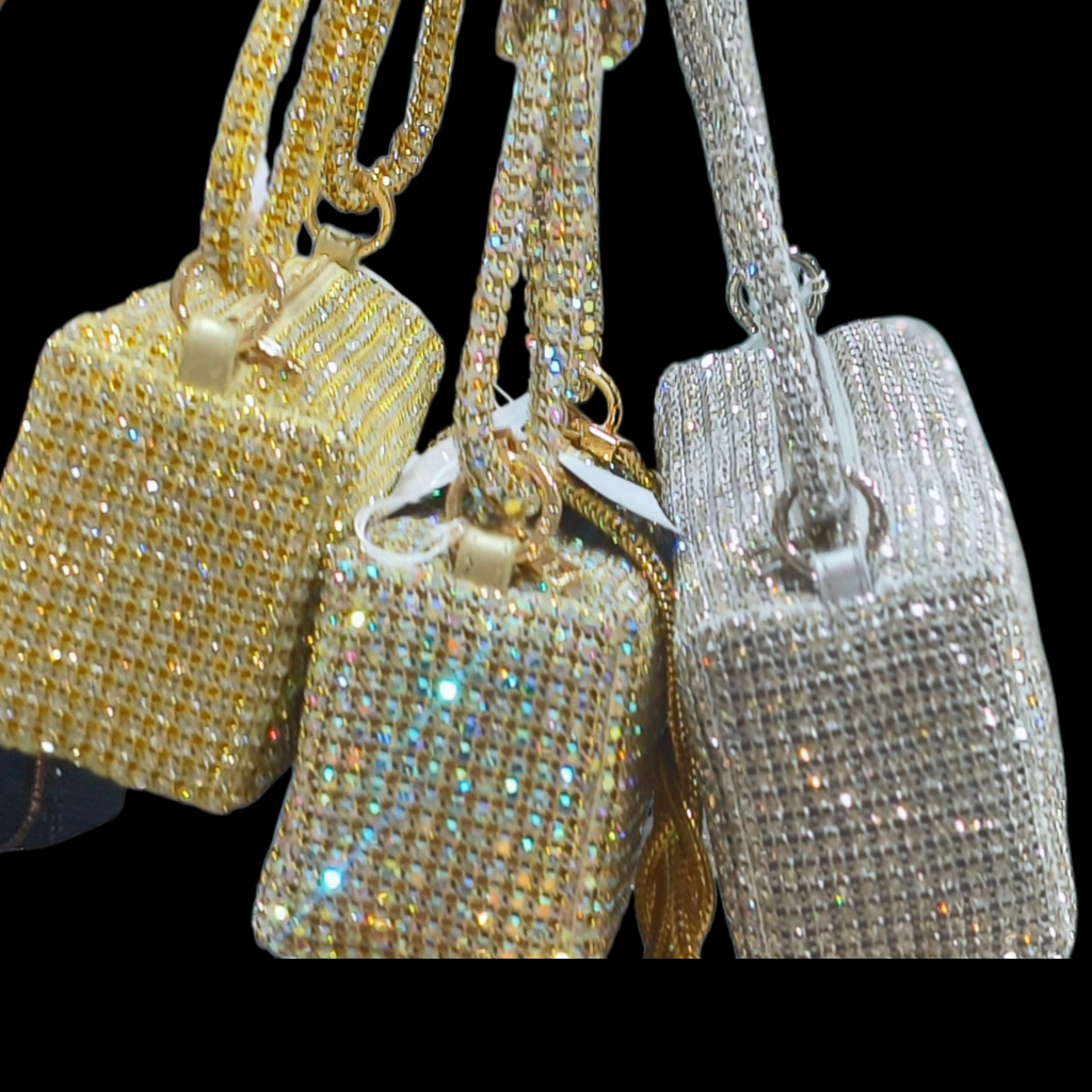 Luxury Rhinestone Bridal Sling Bag With Detachable Chain Strap