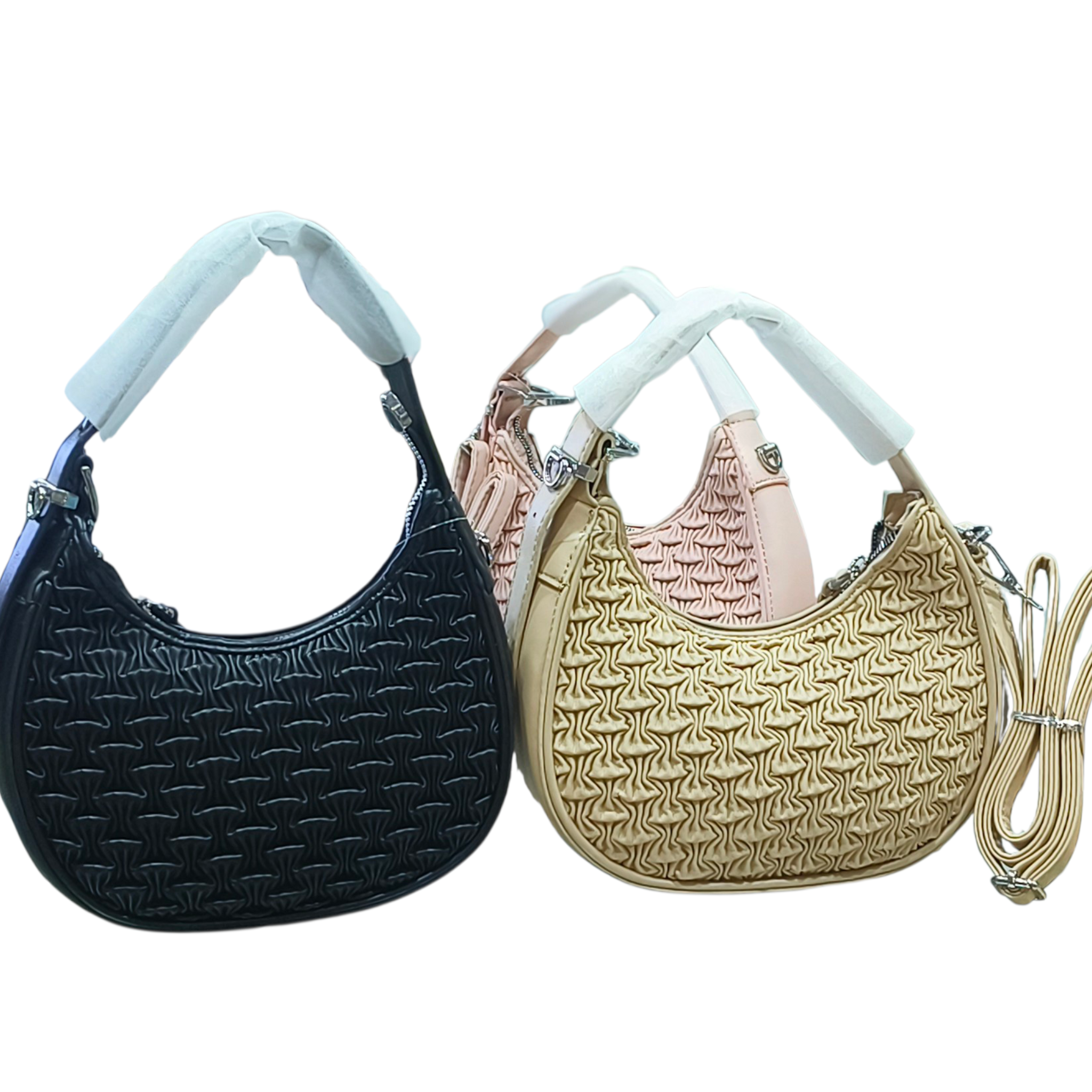 Textured Stylish Shoulder Bag with Sling Strap for Women