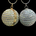 Crystal Embellished Bridal Sphere Clutch With Rhinestone Handle