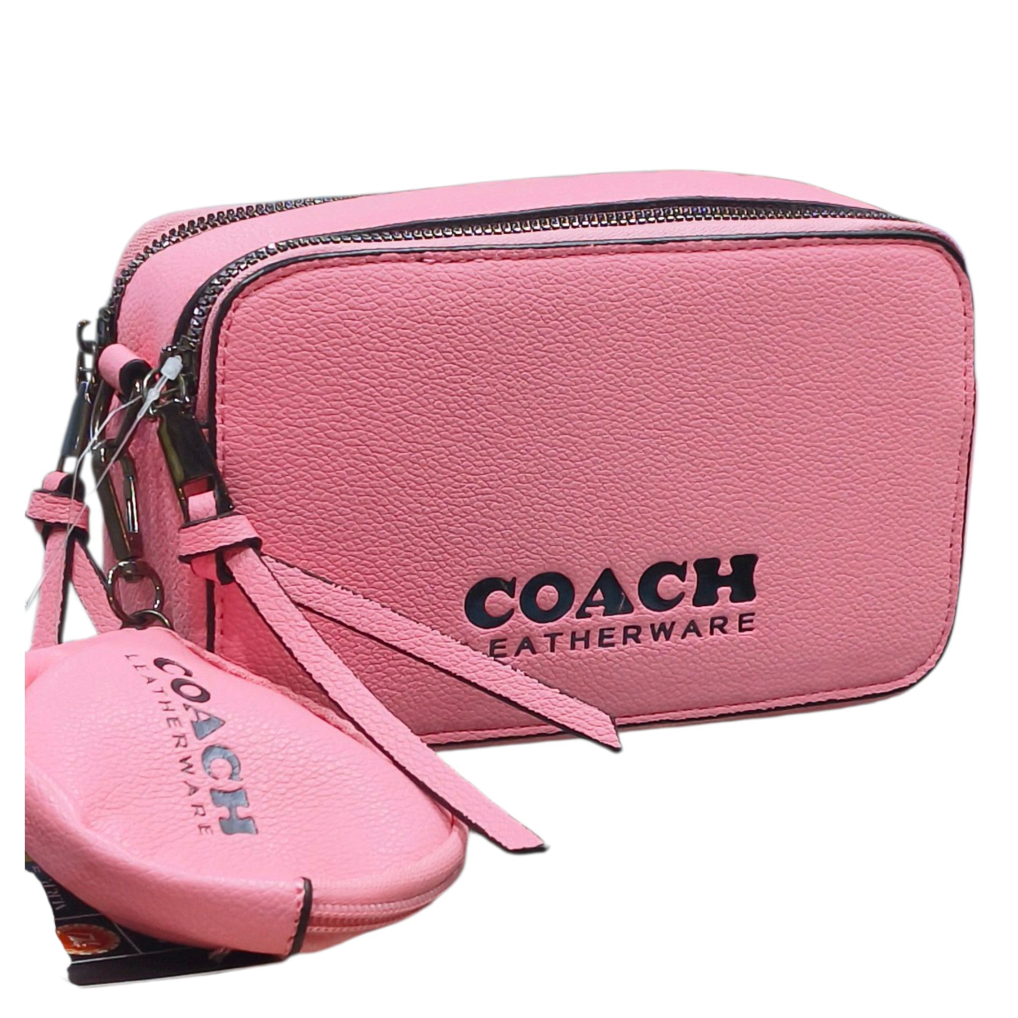 Textured Leather Sling Bag With Mini Pouch & Extra Strap
