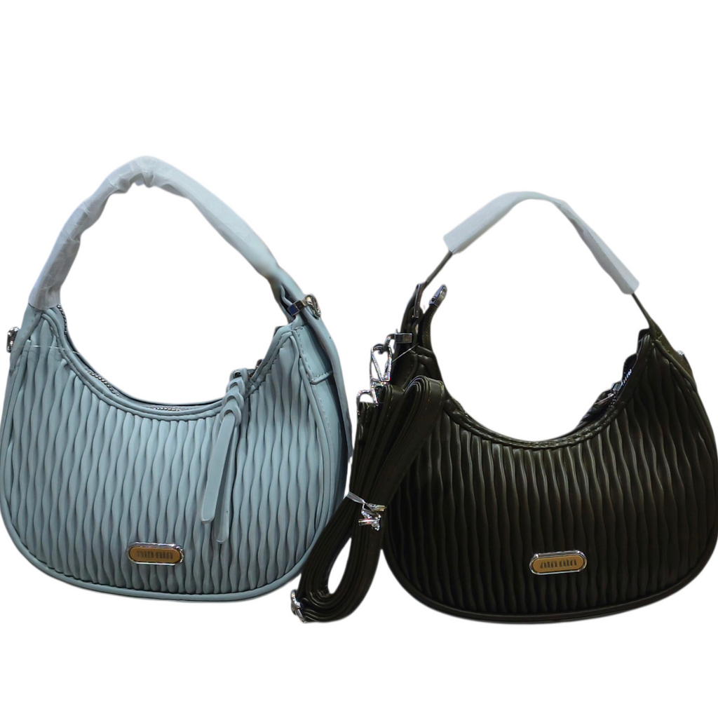 Ribbed Stylish Shoulder Bag with Sling Strap for Women