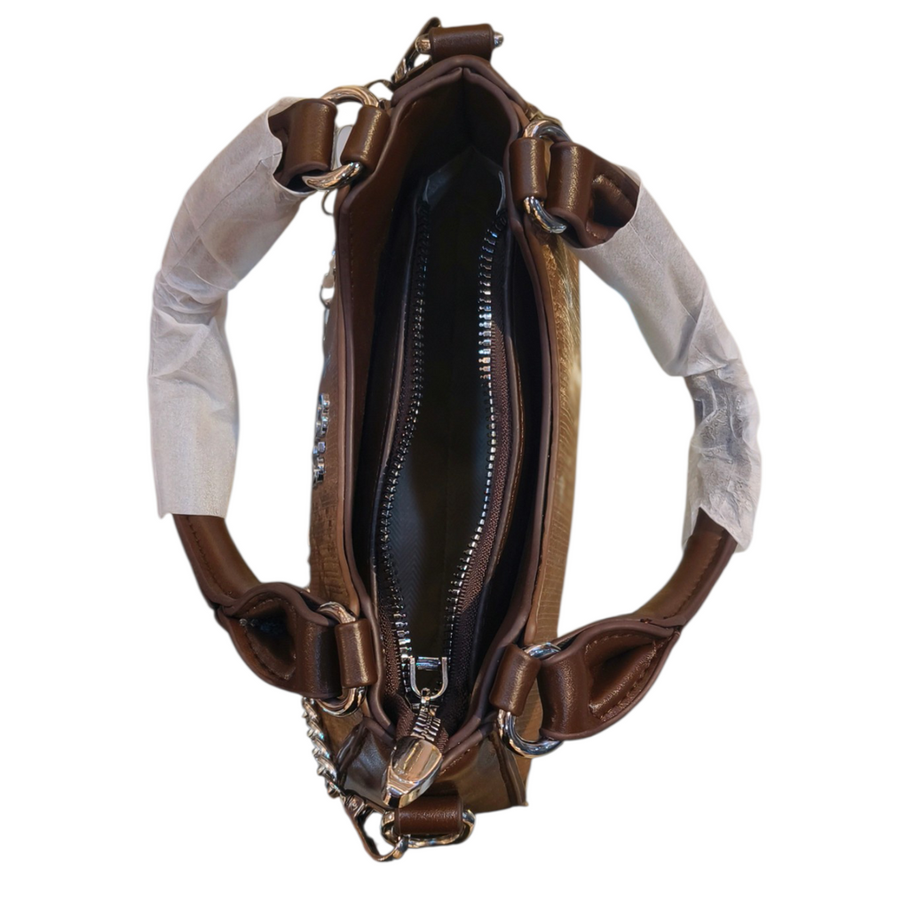 Brown Stylish Handbag with Chain Detail for Women