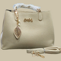 Beige Stylish Handbag with Pearl Chain Detail for Women