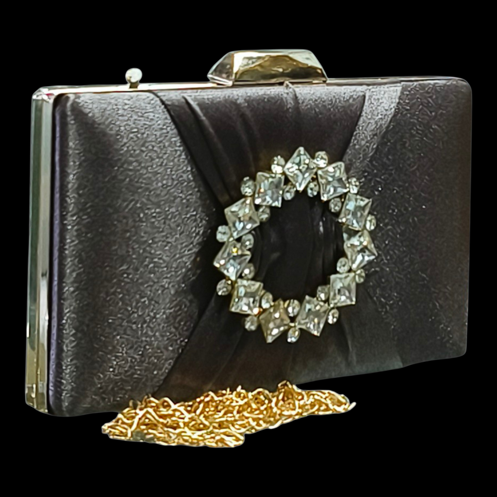 Brown Velvet Party Clutch with Chain Strap for Women