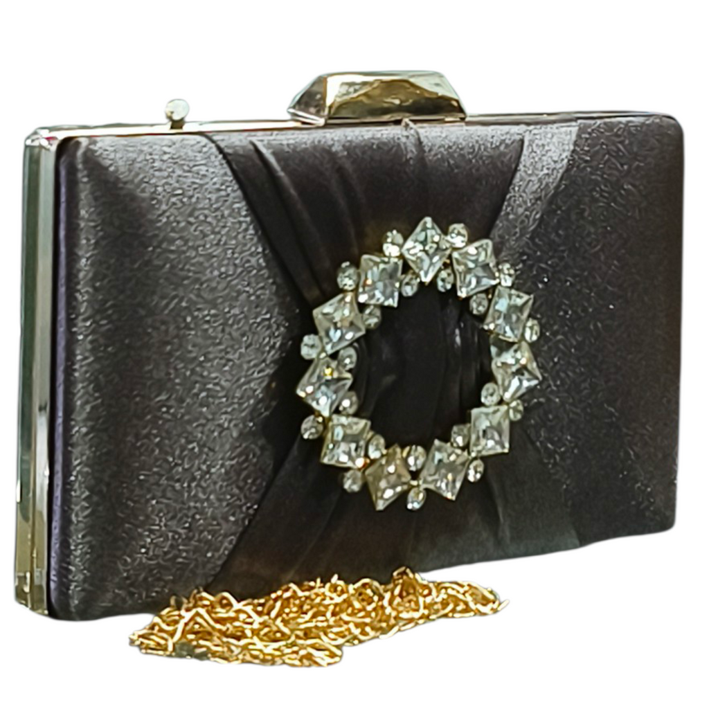Brown Velvet Party Clutch with Chain Strap for Women