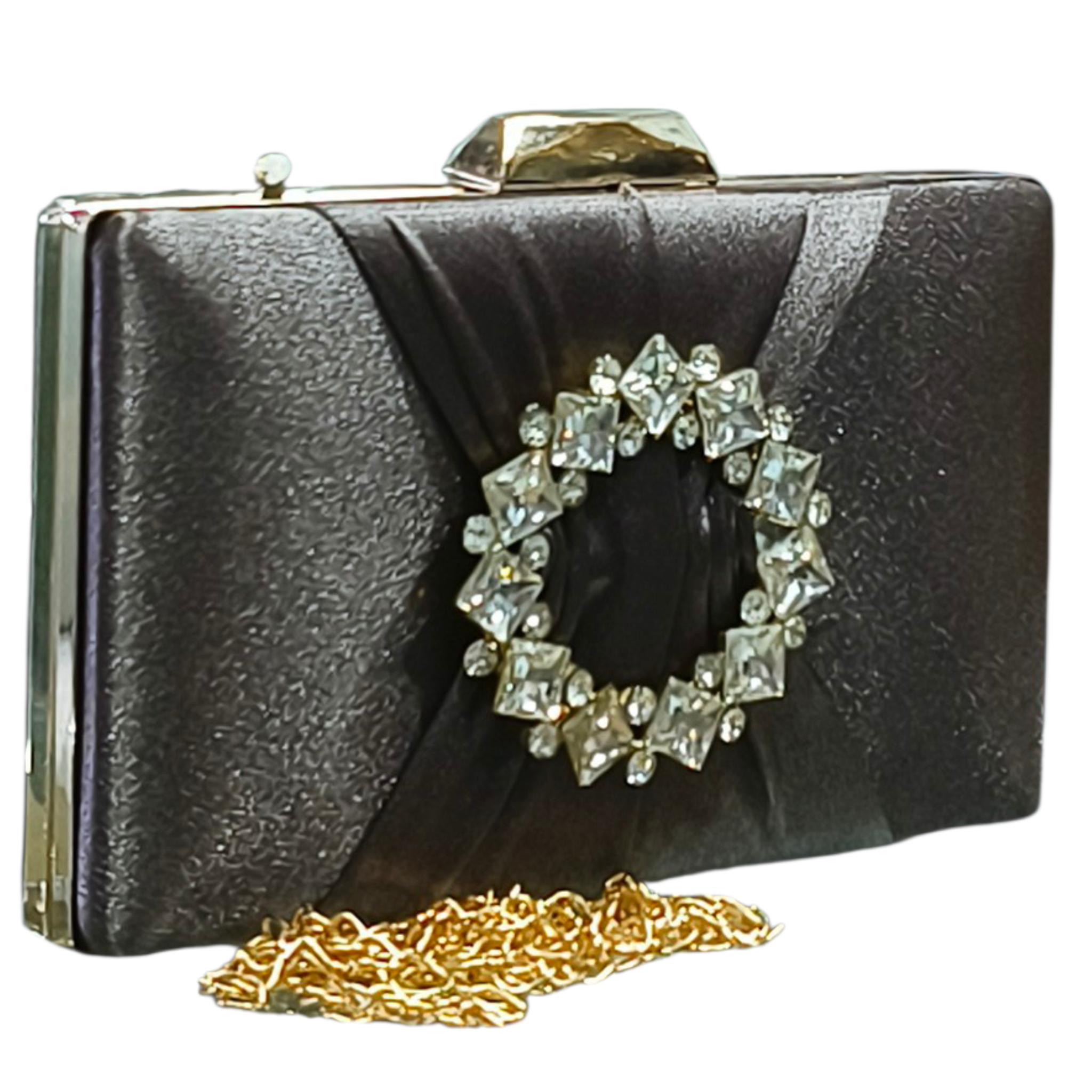 Brown Velvet Party Clutch with Chain Strap for Women