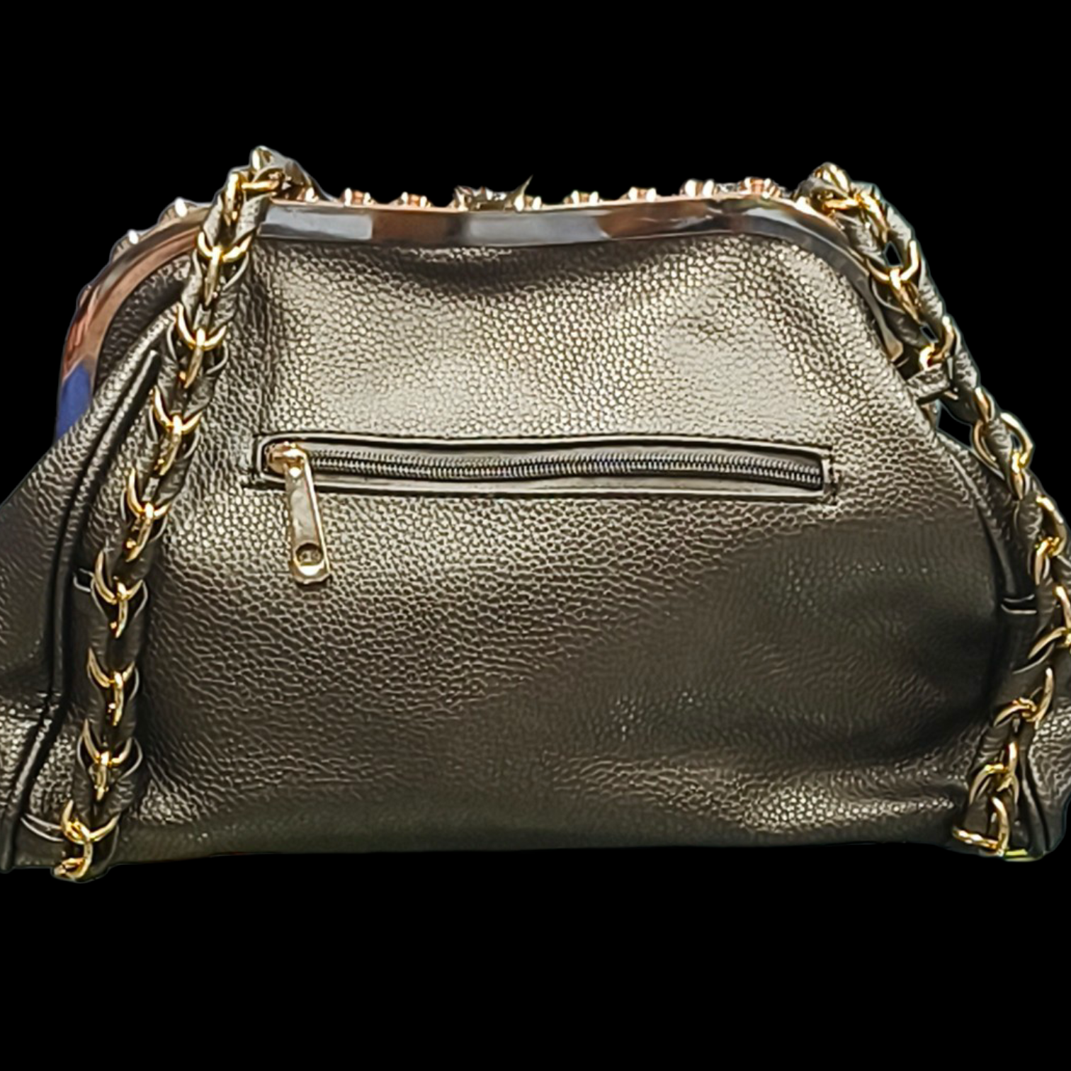 Black Bridal Handbag with Rhinestone Detail for Women